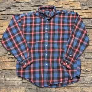 Polo Ralph Lauren Bradfield Button Down Shirt Mens Large Blue Red Plaid Cotton